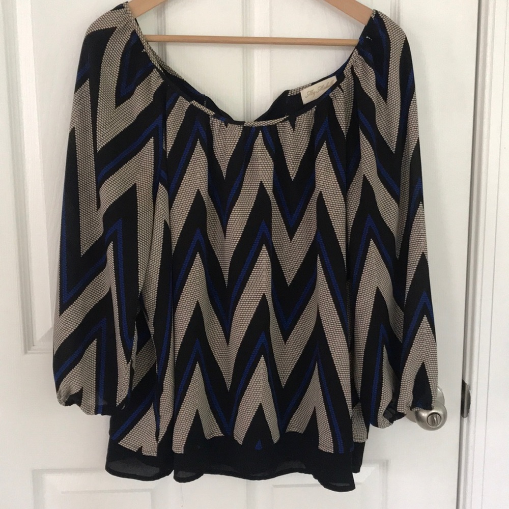 Chevron patterned blouse slip on tunic XL EUC